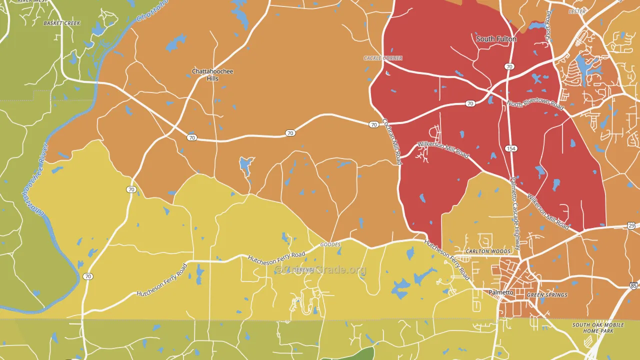 Chattahoochee Hills, GA Map of Vehicle Theft Rates