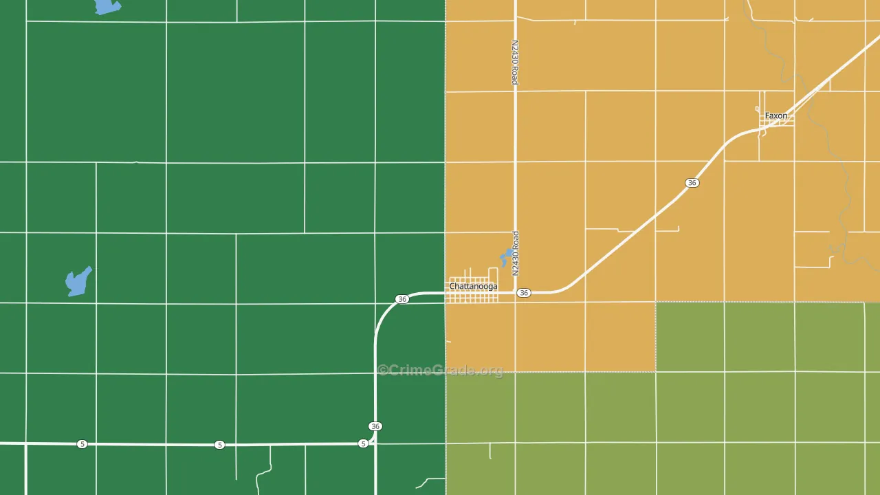 Chattanooga, OK Map of Vehicle Theft Rates