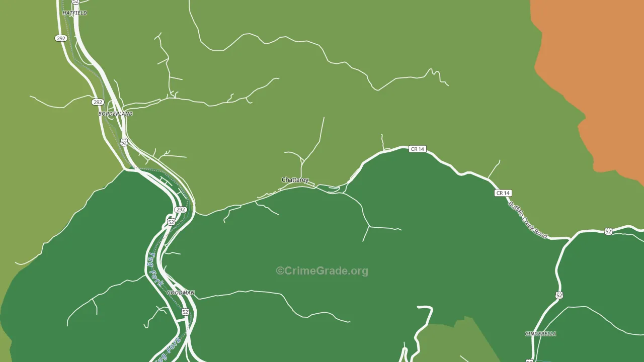 Chattaroy, WV Map of Vehicle Theft Rates