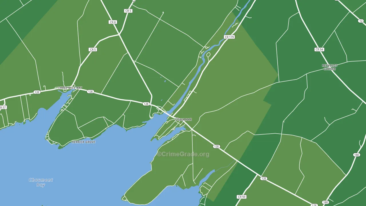 Chaumont, NY Map of Vehicle Theft Rates