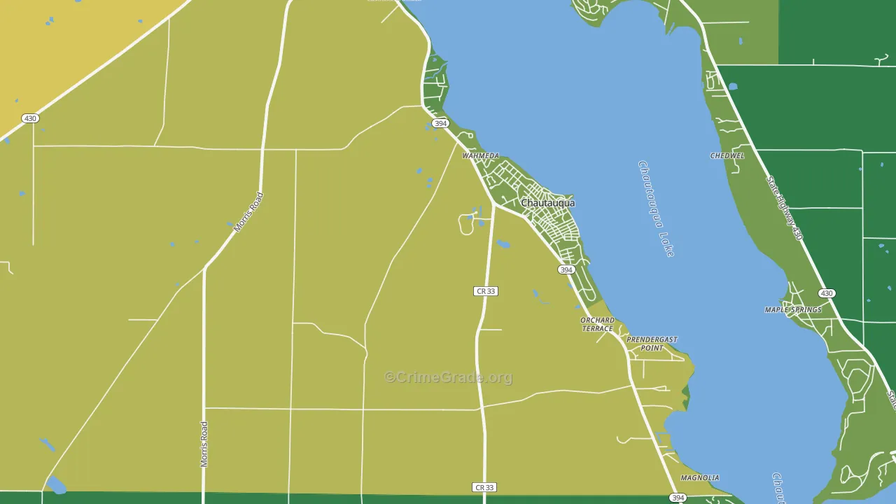 Chautauqua, NY Map of Vehicle Theft Rates