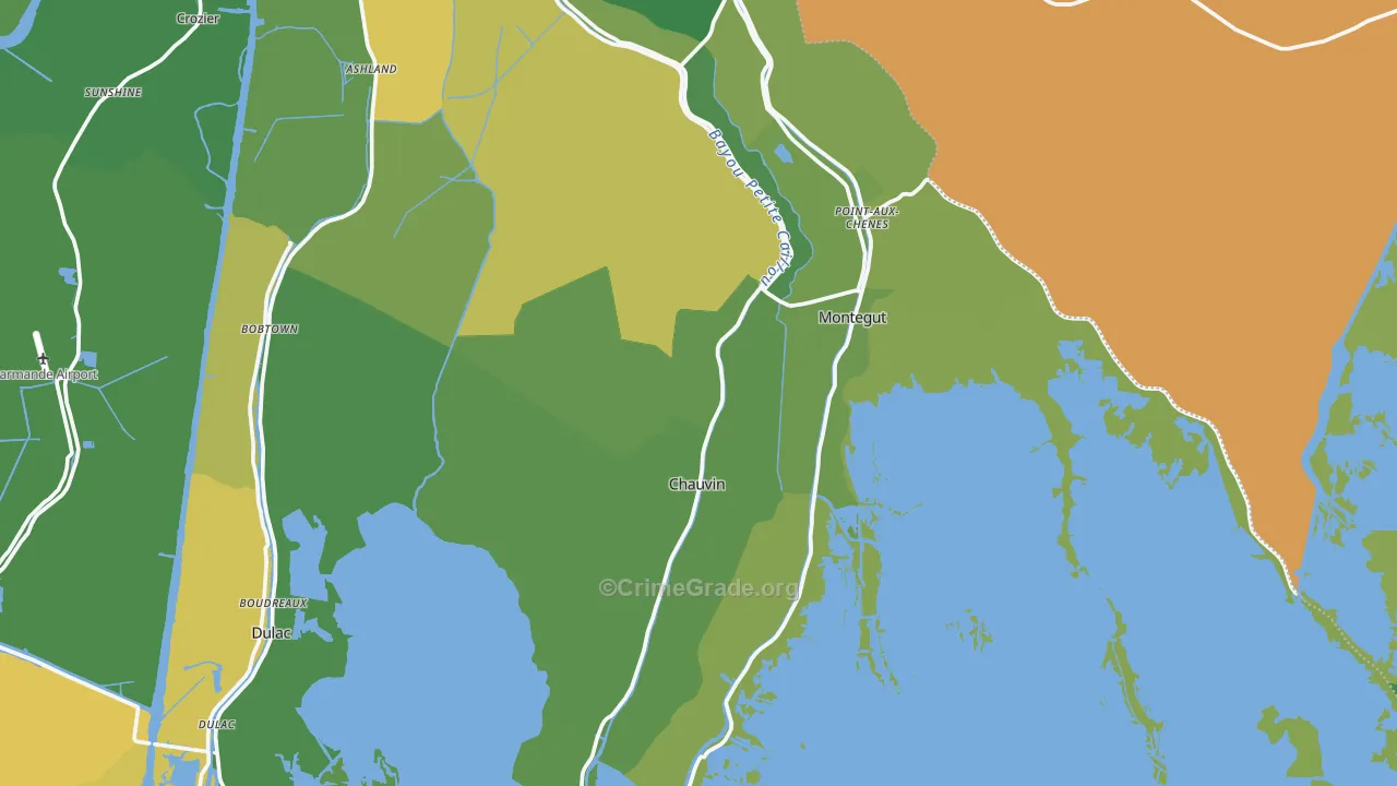 Chauvin, LA Map of Vehicle Theft Rates