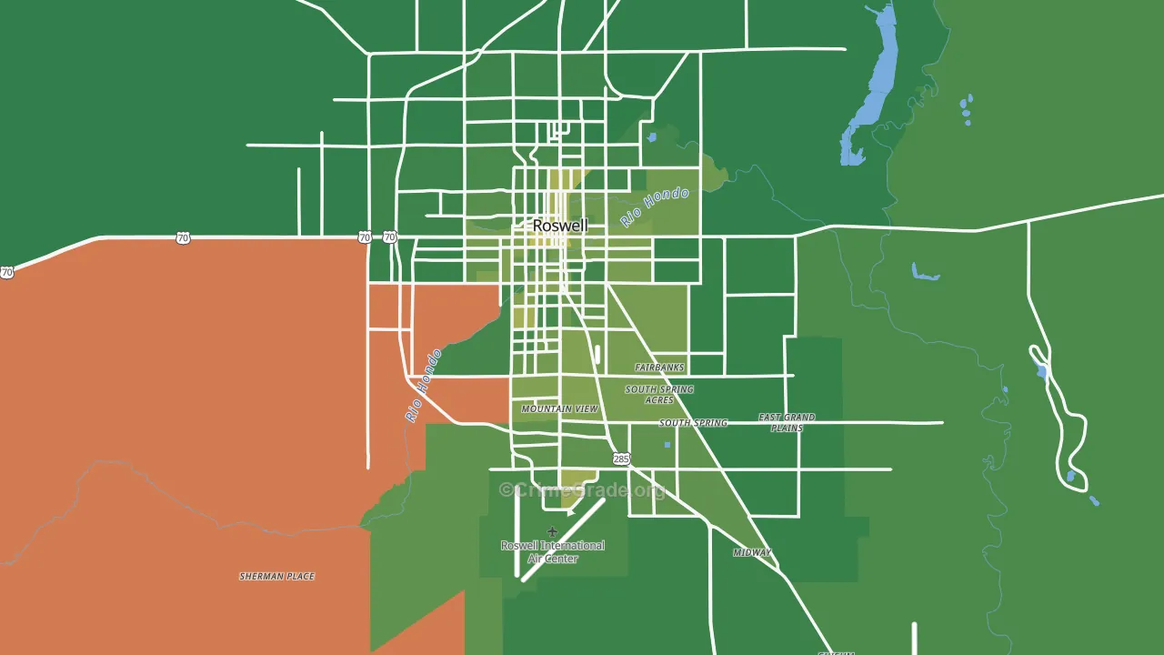 Chaves County, NM Map of Vehicle Theft Rates