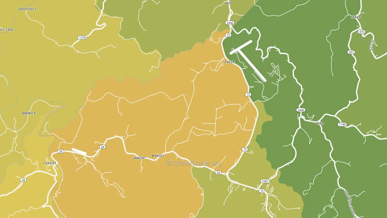 Chavies, KY Map of Vehicle Theft Rates