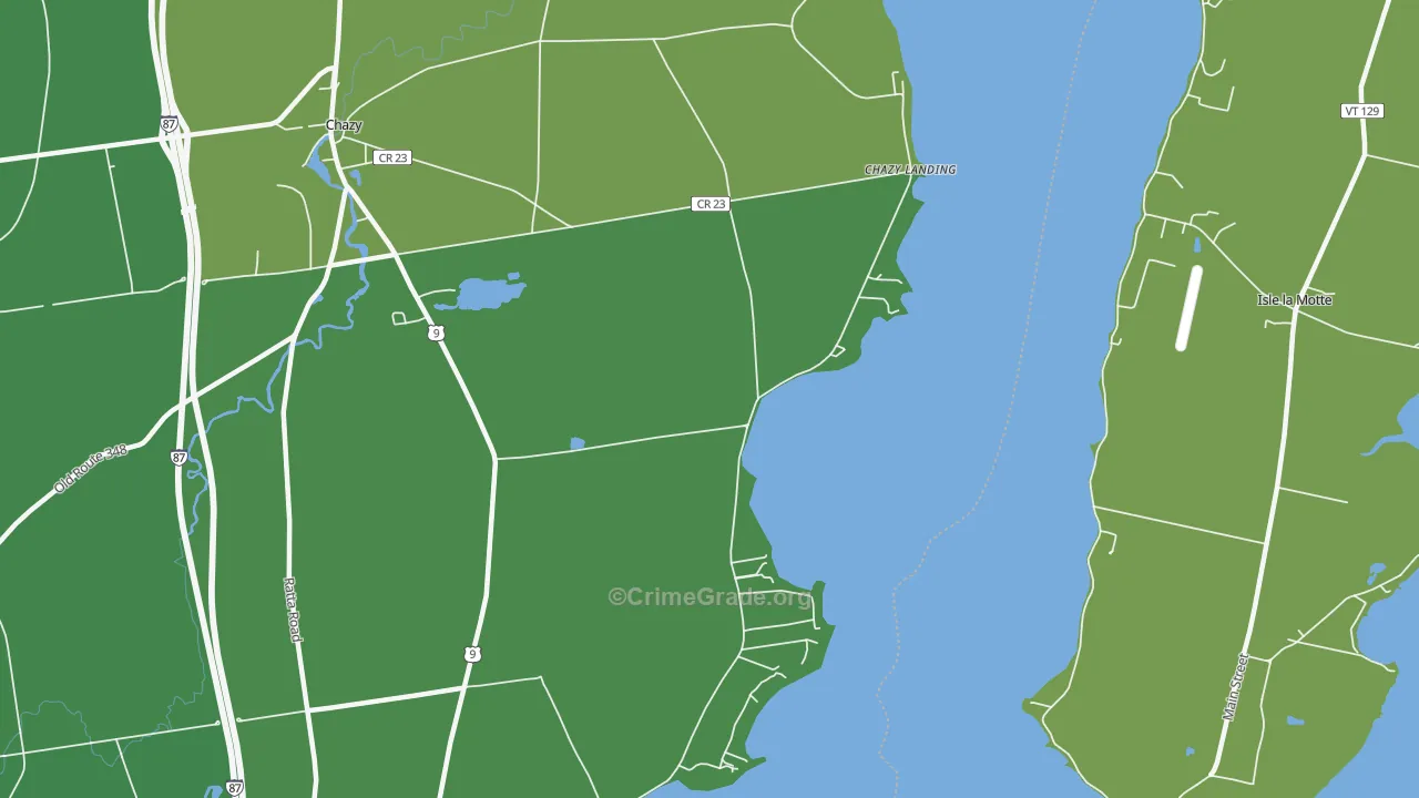 Chazy Landing, NY Map of Vehicle Theft Rates