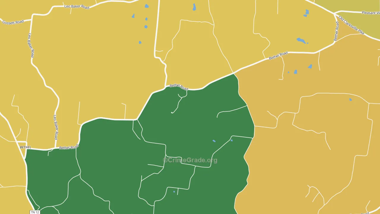 Cheap Hill, TN Map of Vehicle Theft Rates