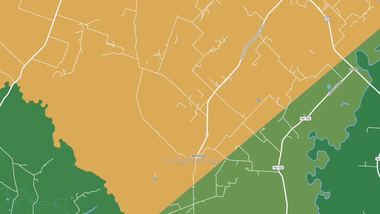 Cheapside, TX Map of Vehicle Theft Rates
