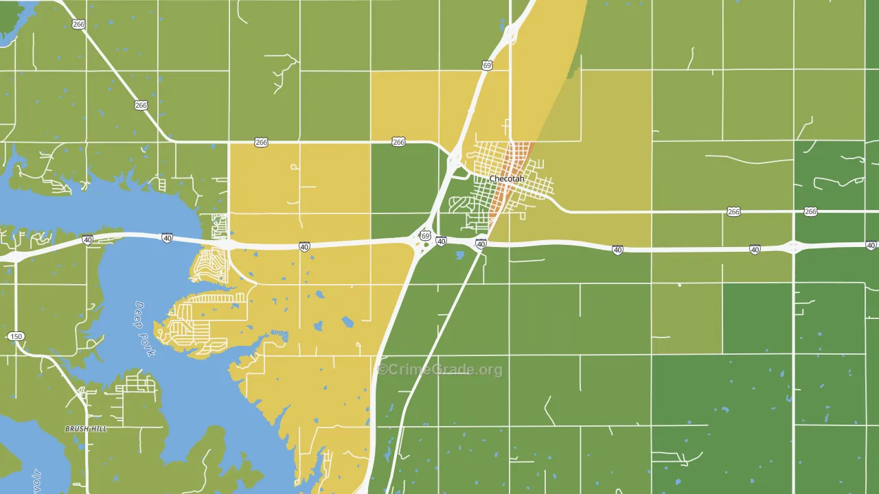 Checotah, OK Map of Vehicle Theft Rates