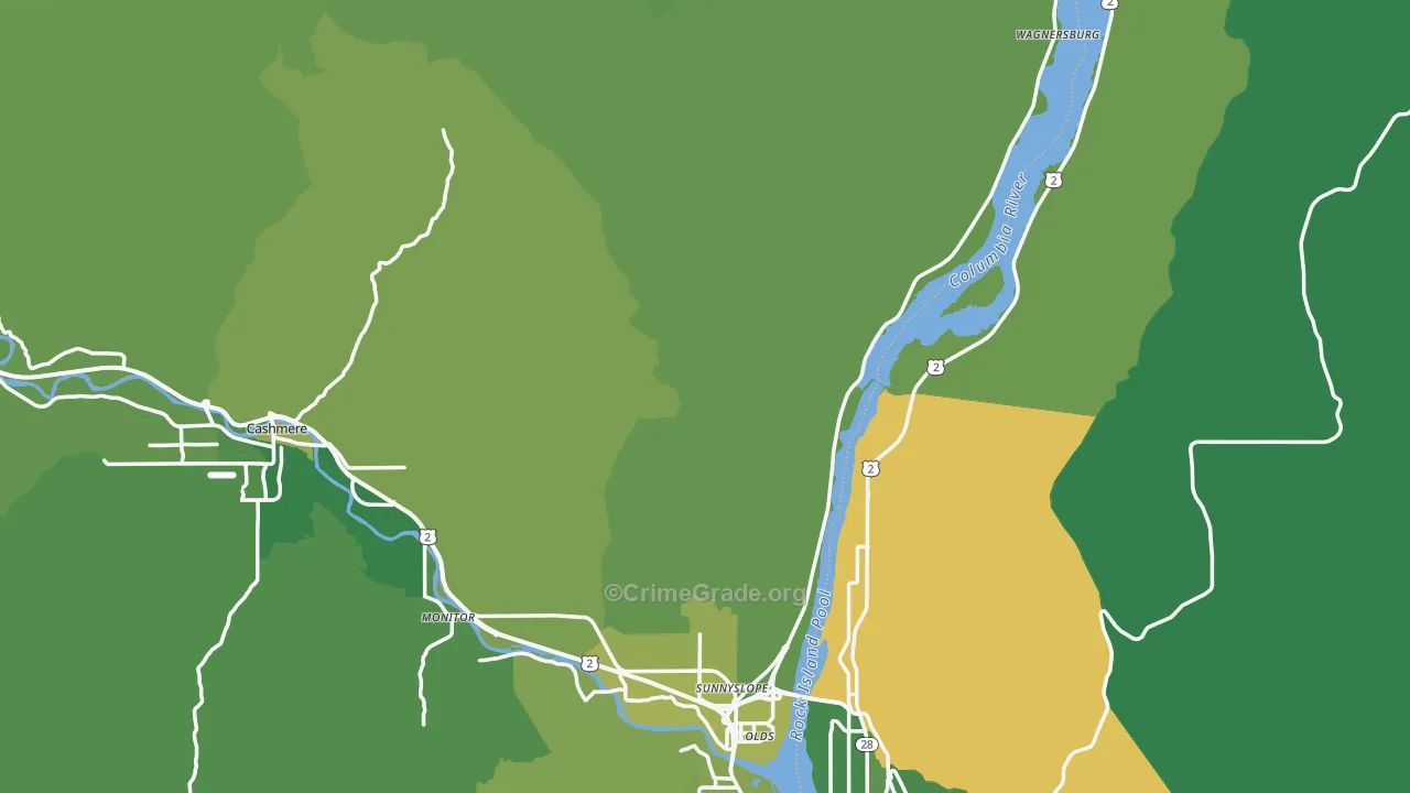 Chelan County, WA Map of Vehicle Theft Rates