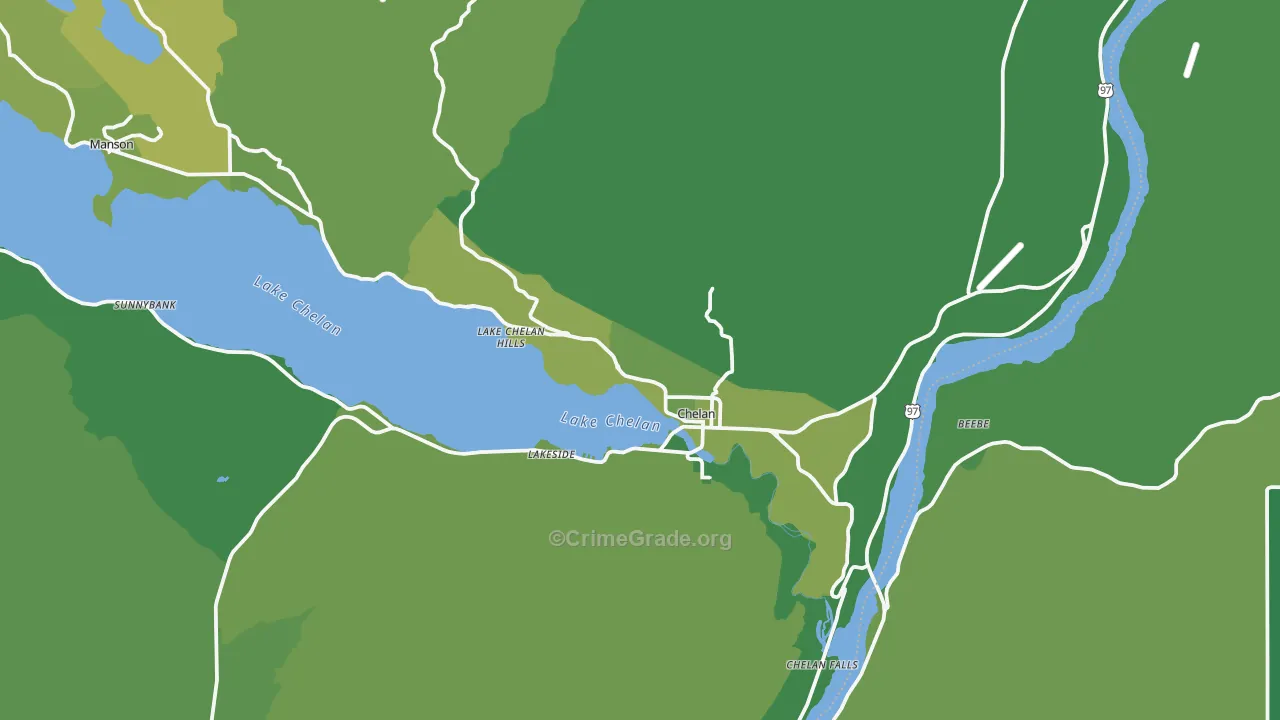 Chelan, WA Map of Vehicle Theft Rates