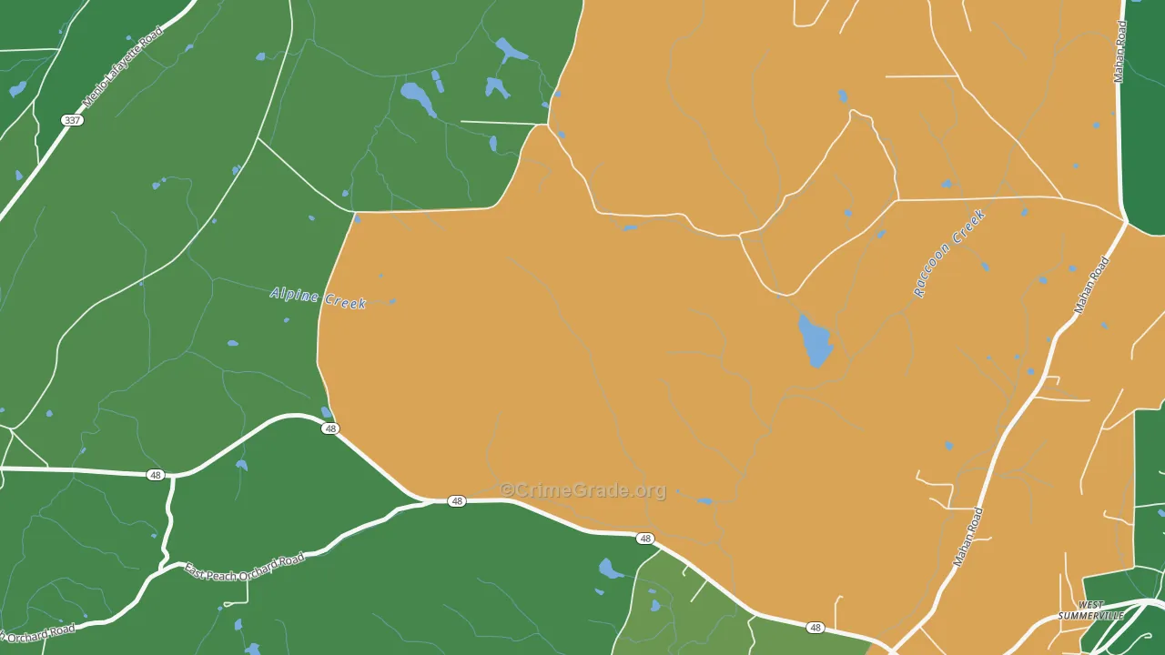 Chelsea, GA Map of Vehicle Theft Rates