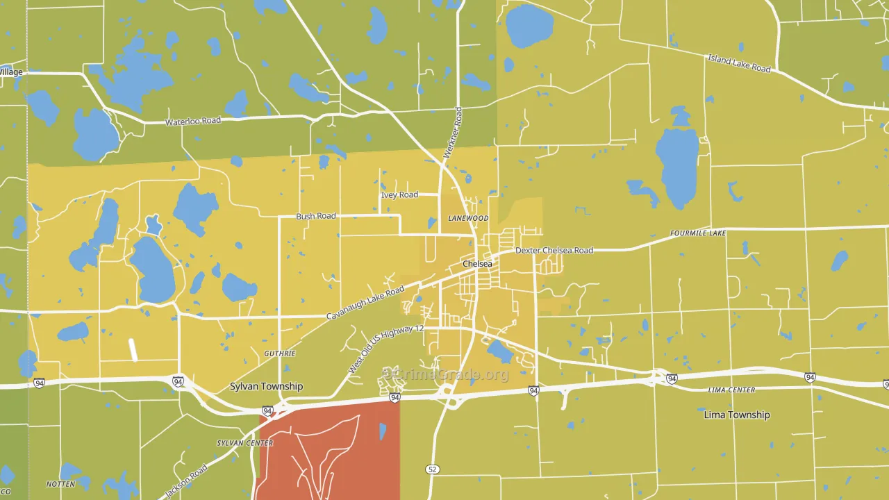 Chelsea, MI Map of Vehicle Theft Rates