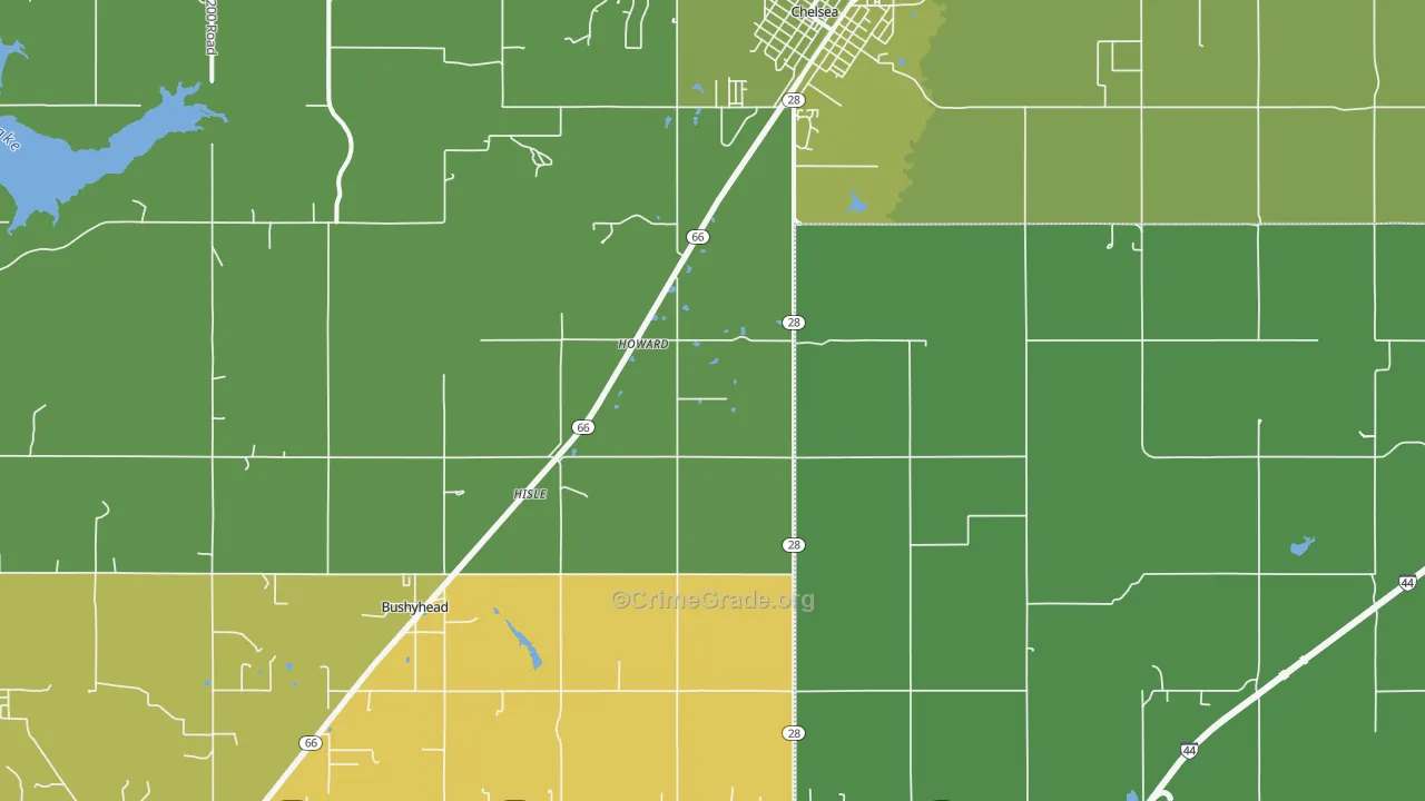 Chelsea, OK Map of Vehicle Theft Rates