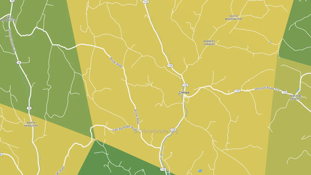 Chelsea, VT Map of Vehicle Theft Rates