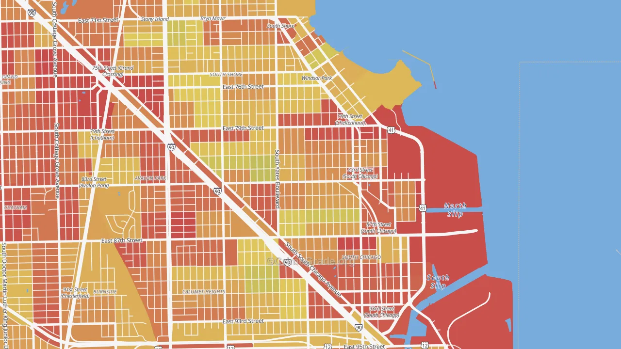 Cheltenham, Chicago, IL Map of Vehicle Theft Rates