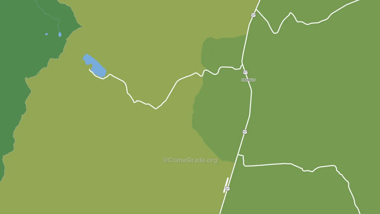 Chemult, OR Map of Vehicle Theft Rates