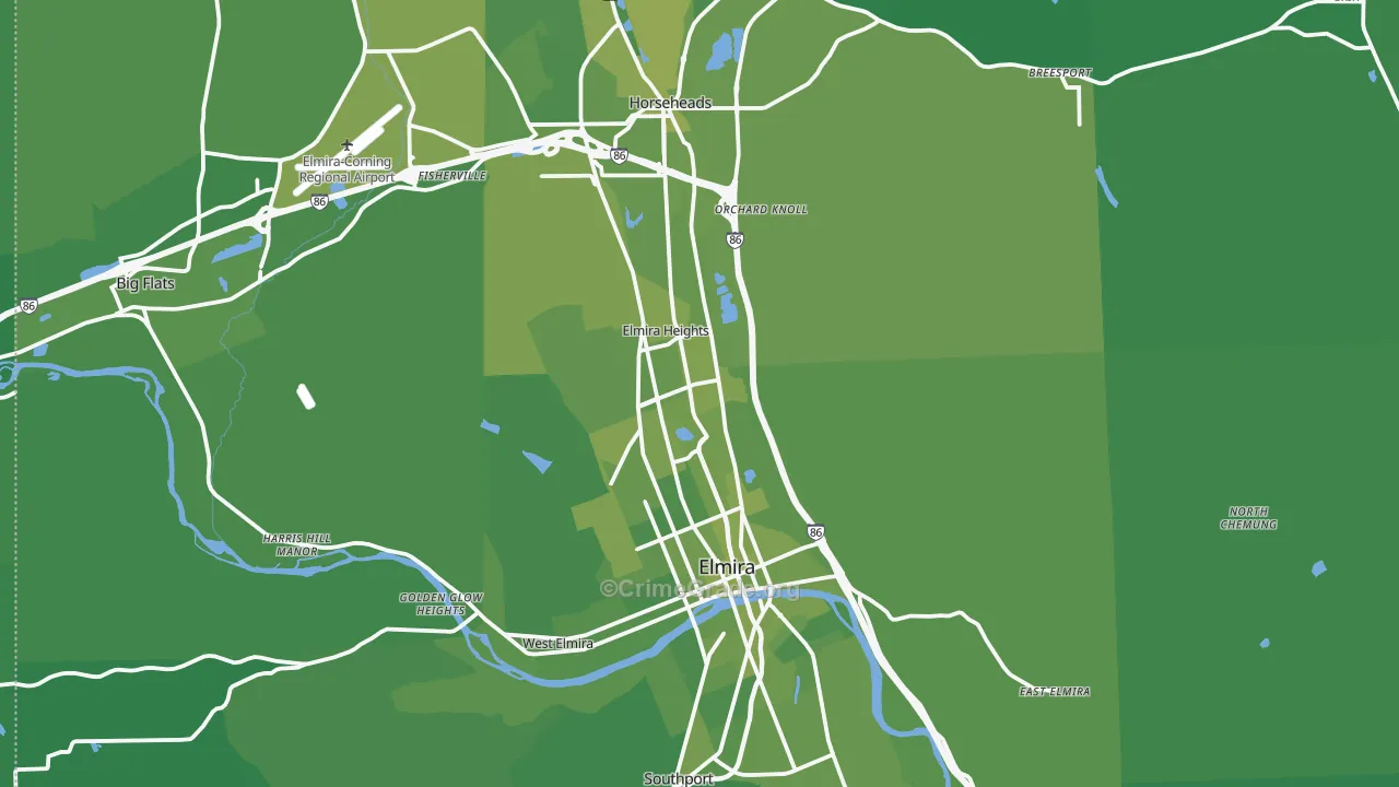 Chemung County, NY Map of Vehicle Theft Rates