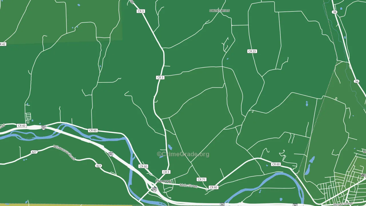 Chemung, NY Map of Vehicle Theft Rates