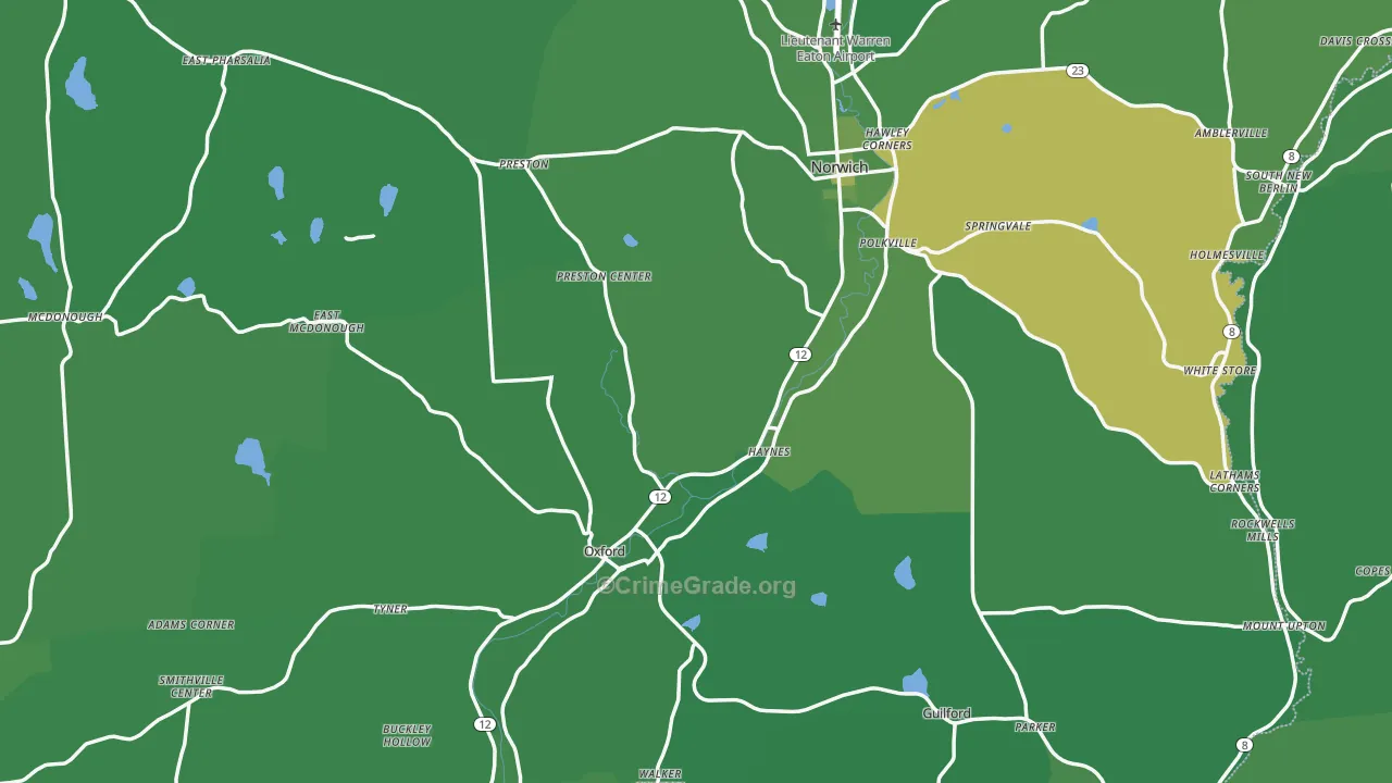Chenango County, NY Map of Vehicle Theft Rates