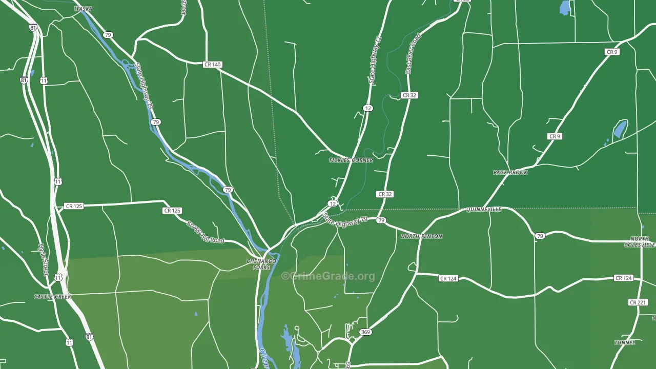 Chenango Forks, NY Map of Vehicle Theft Rates