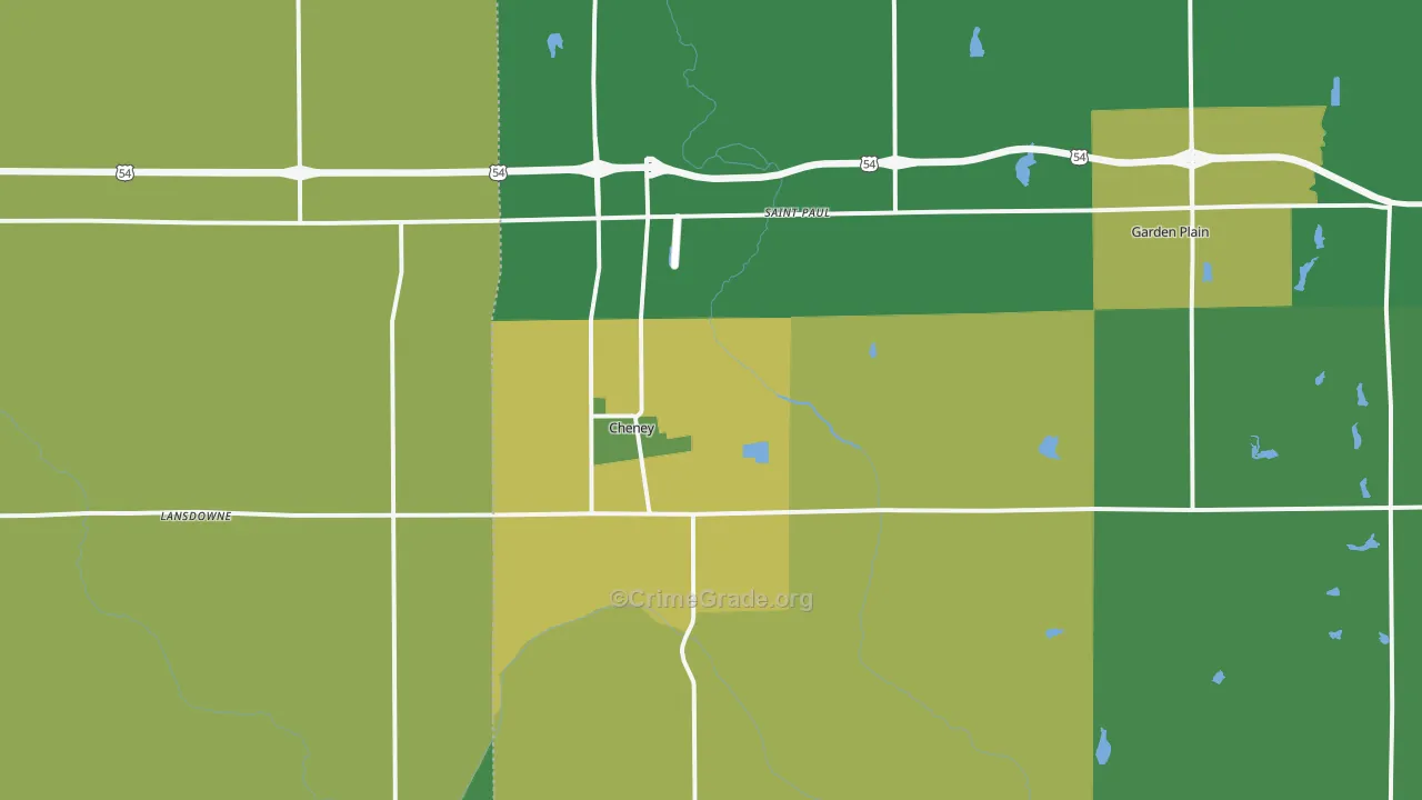 Cheney, KS Map of Vehicle Theft Rates