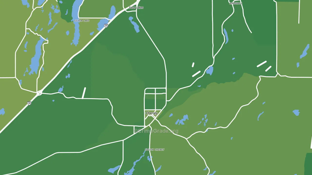 Cheney, WA Map of Vehicle Theft Rates