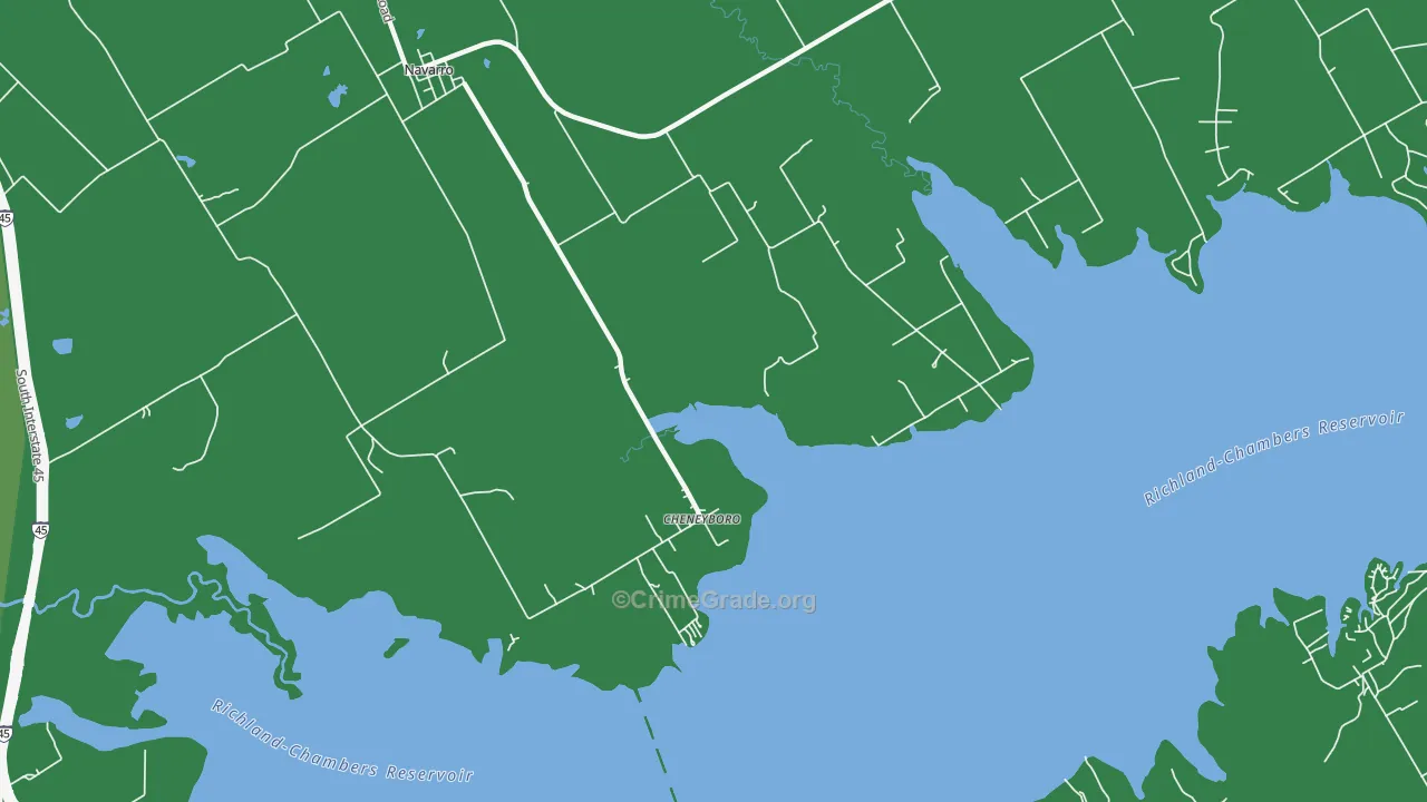 Cheneyboro, TX Map of Vehicle Theft Rates