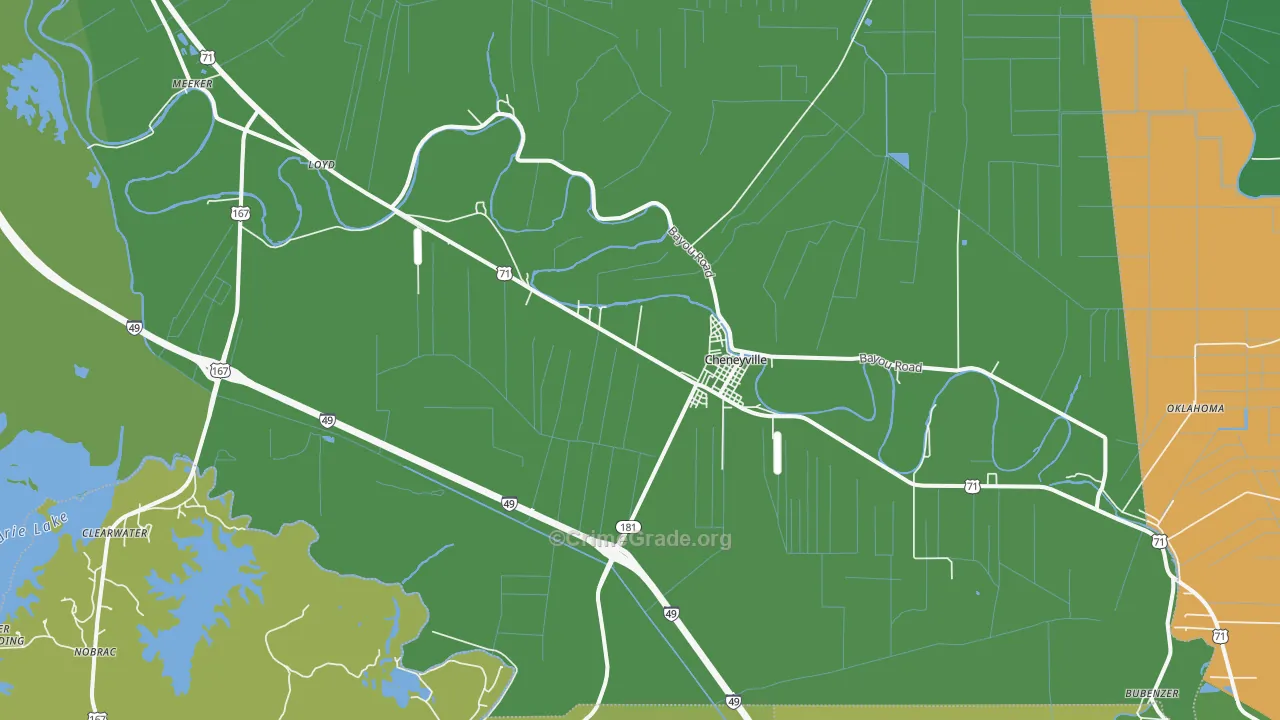 Cheneyville, LA Map of Vehicle Theft Rates