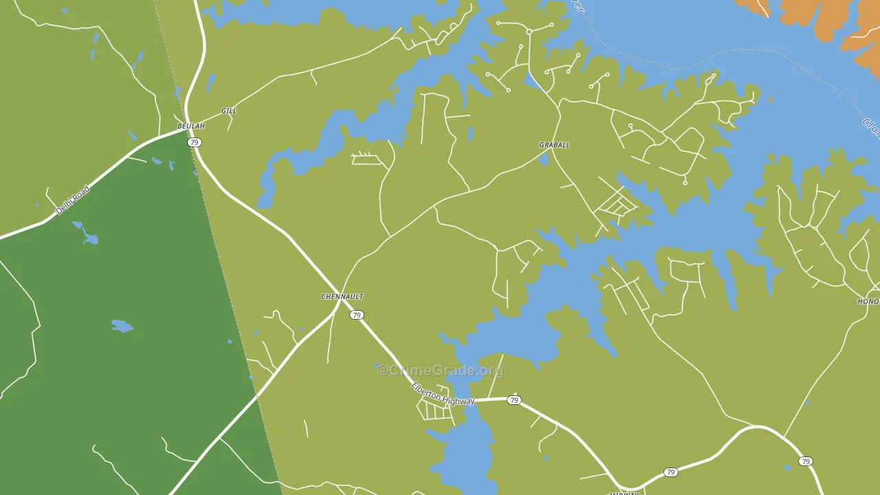 Chennault, GA Map of Vehicle Theft Rates