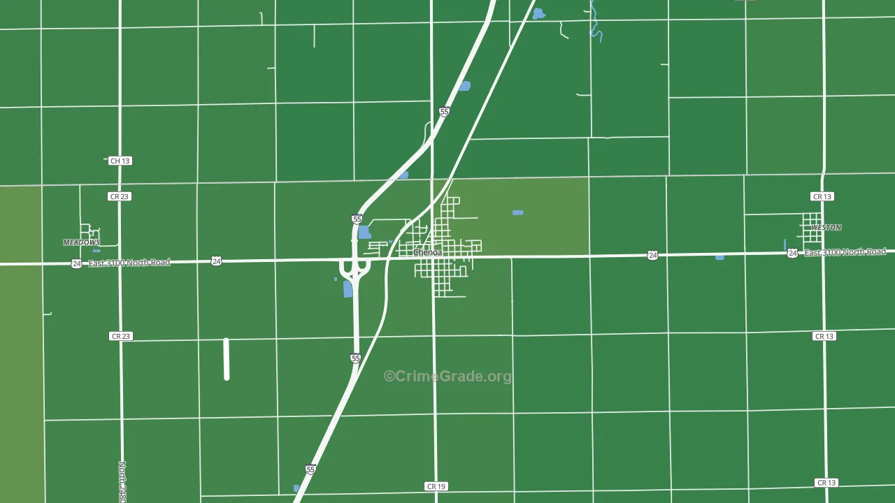 Chenoa, IL Map of Vehicle Theft Rates