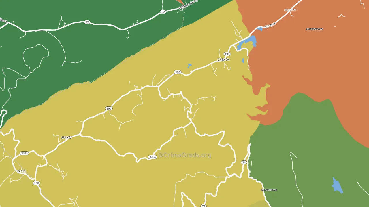 Chenoa, KY Map of Vehicle Theft Rates