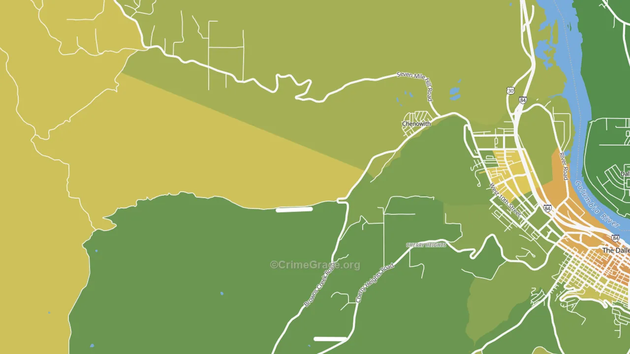 Chenoweth, OR Map of Vehicle Theft Rates