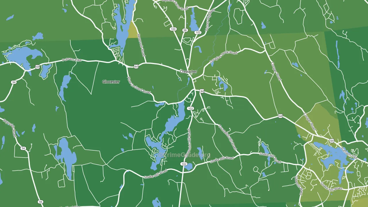 Chepachet, RI Map of Vehicle Theft Rates