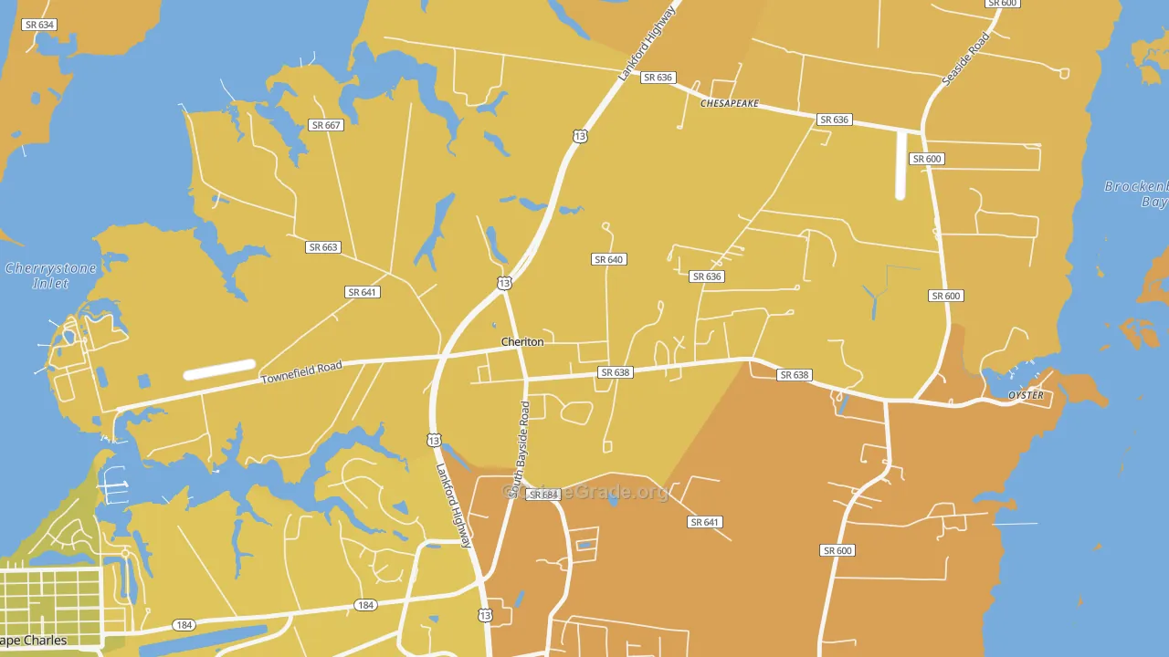 Cheriton, VA Map of Vehicle Theft Rates