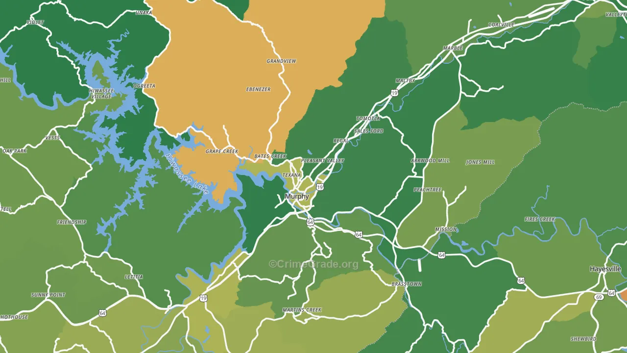 Cherokee County, NC Map of Vehicle Theft Rates