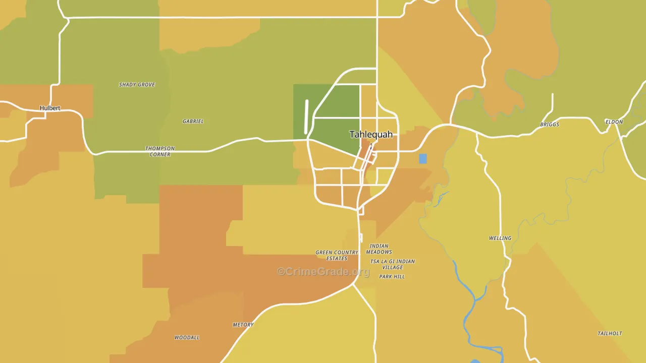 Cherokee County, OK Map of Vehicle Theft Rates