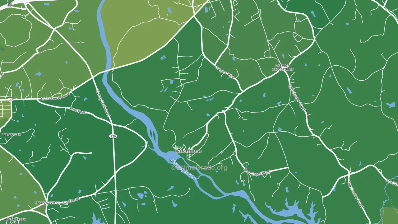 Cherokee Falls, SC Map of Vehicle Theft Rates