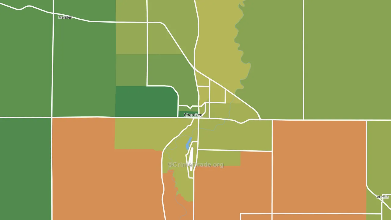 Cherokee, IA Map of Vehicle Theft Rates