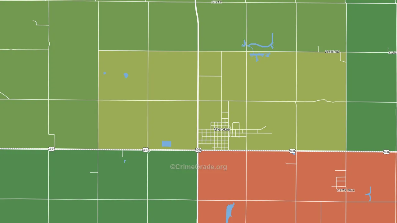 Cherokee, KS Map of Vehicle Theft Rates