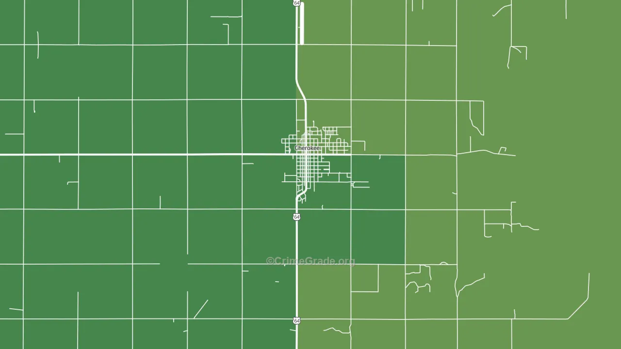 Cherokee, OK Map of Vehicle Theft Rates