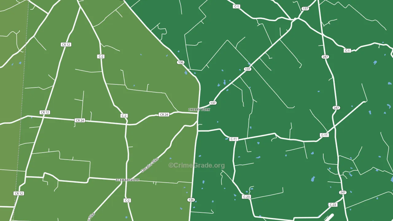 Cherry Fork, OH Map of Vehicle Theft Rates