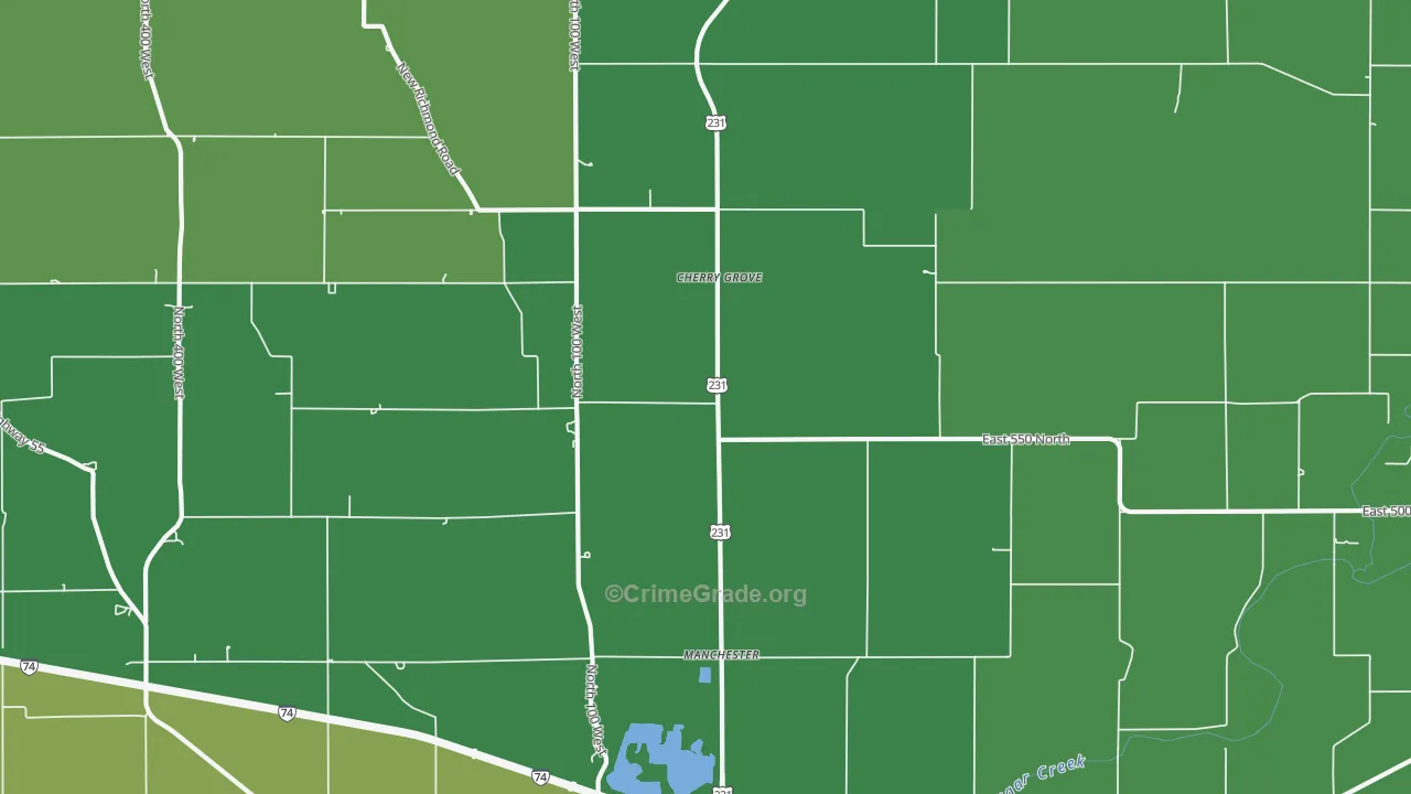 Cherry Grove, IN Map of Vehicle Theft Rates