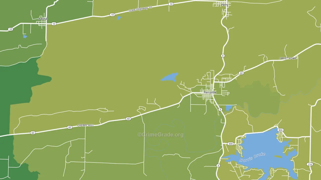 Cherry Hill, AR Map of Vehicle Theft Rates