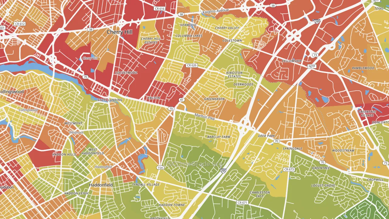 Cherry Hill, NJ Map of Vehicle Theft Rates