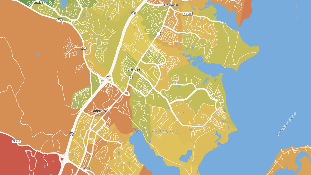 Cherry Hill, VA Map of Vehicle Theft Rates