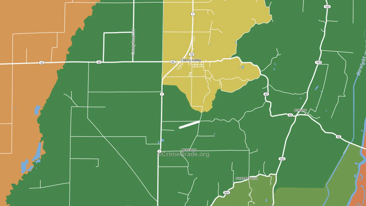 Cherry Valley, AR Map of Vehicle Theft Rates