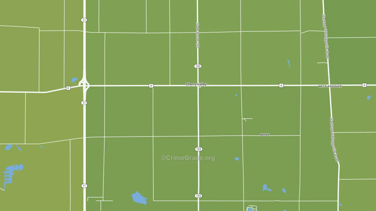 Cherry Valley, OH Map of Vehicle Theft Rates