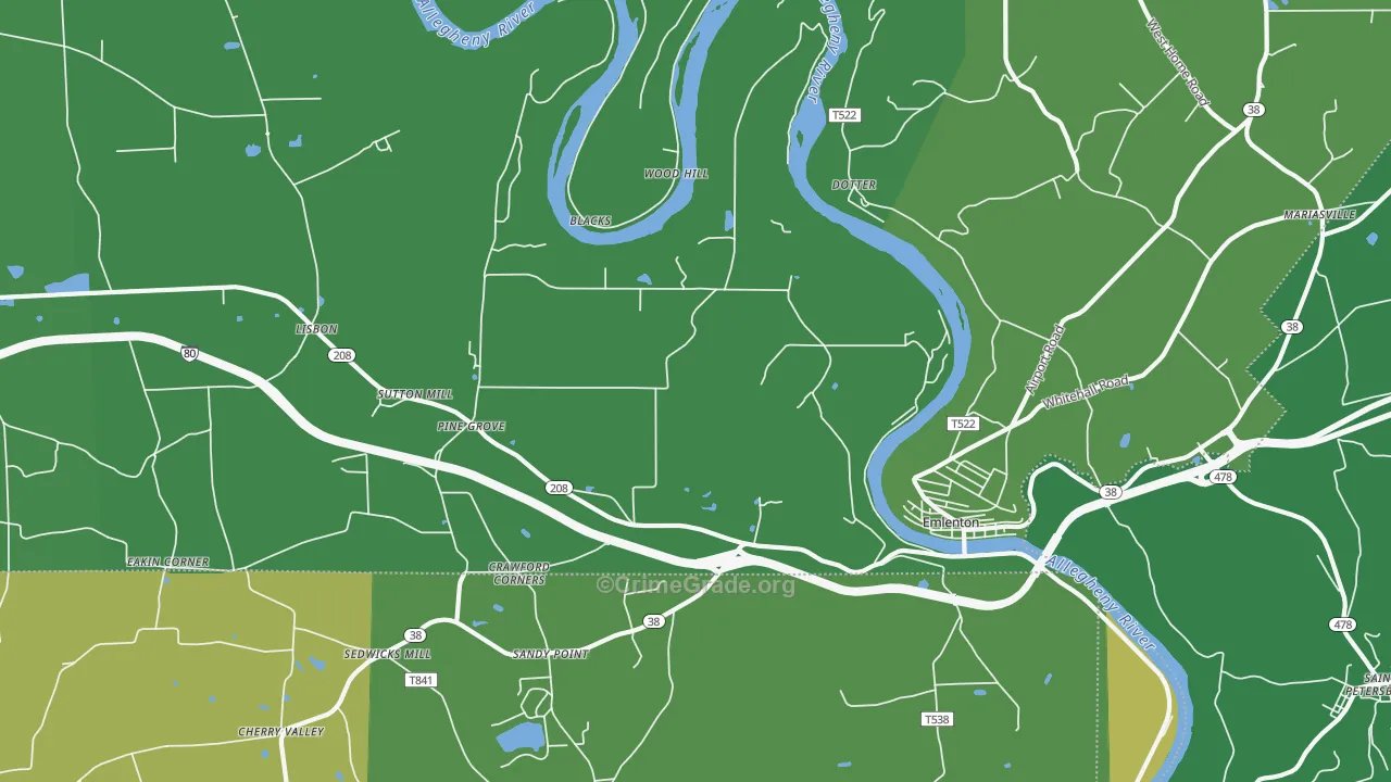 Cherry Valley, PA Map of Vehicle Theft Rates