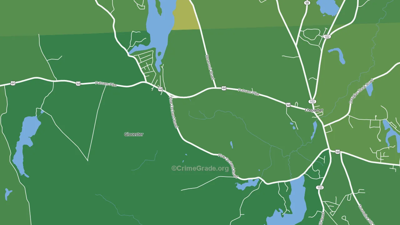 Cherry Valley, RI Map of Vehicle Theft Rates