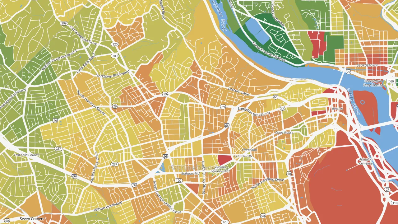 Cherrydale, Arlington, VA Map of Vehicle Theft Rates